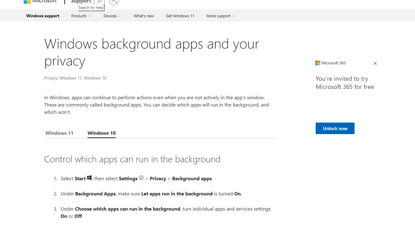 Windows background apps and your privacy