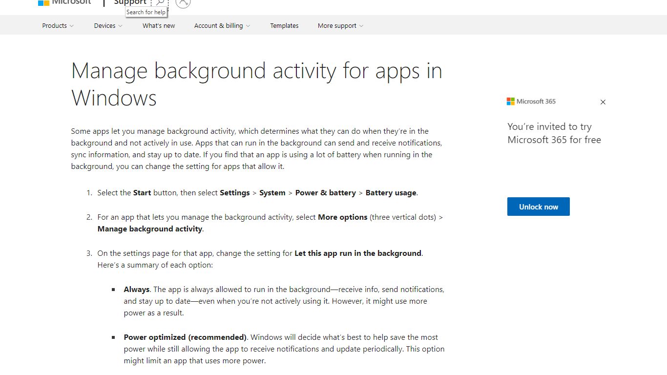 Manage background activity for apps in Windows