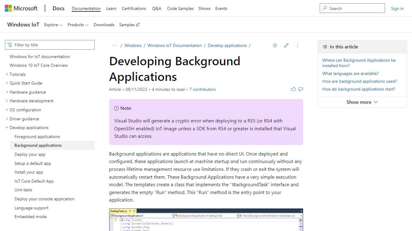 Background Applications - Windows IoT | Microsoft Docs